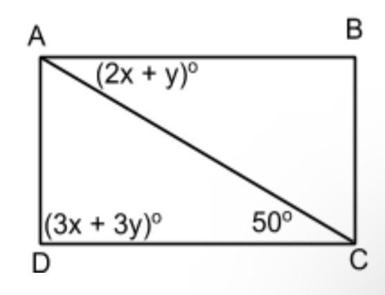 Given rectangle ABCD, solve for x and y.-example-1