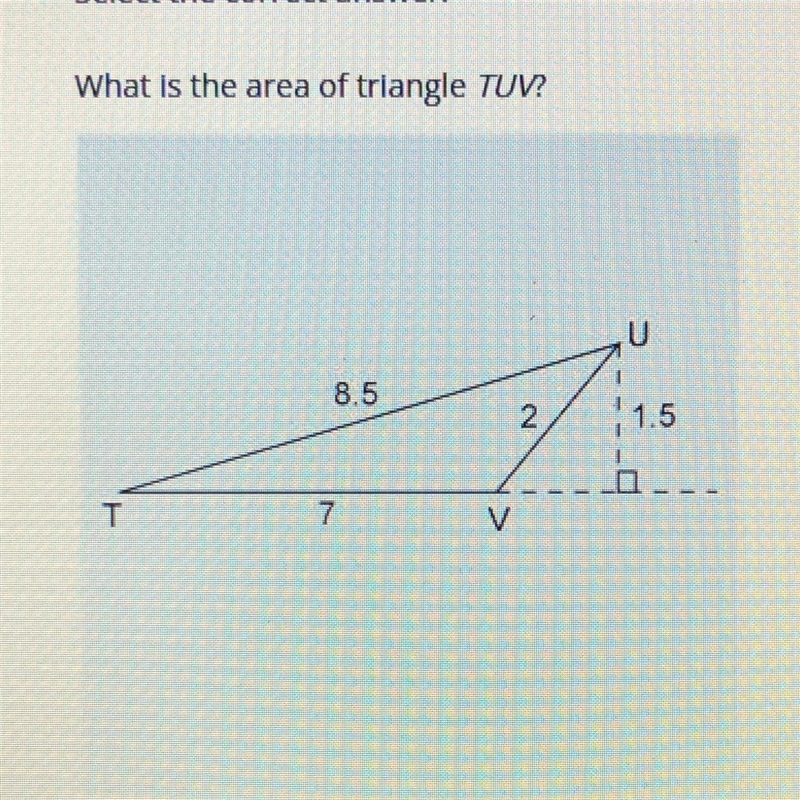 What is the area of triangle TUV?-example-1