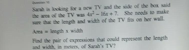 Sarah is looking for a new TV and the side of the box said the area of the TV was-example-1