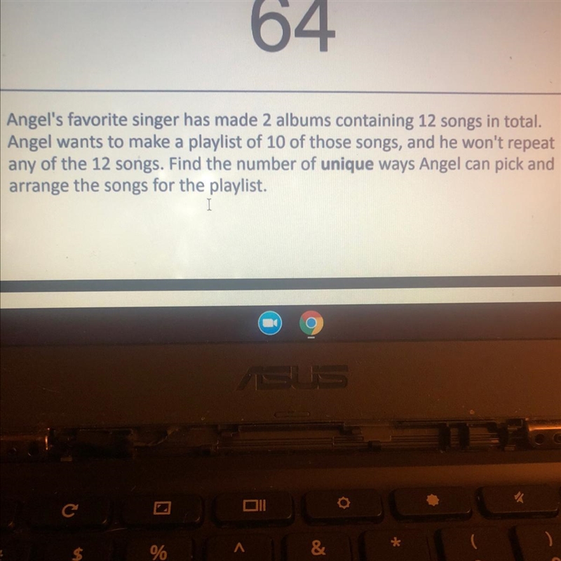 What’s the number of unique ways that angel can pick and arrange songs for the playlist-example-1