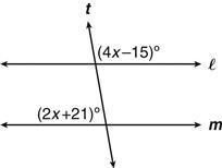 In the diagram, parallel lines l and m are cut by transversal t. What is the value-example-1