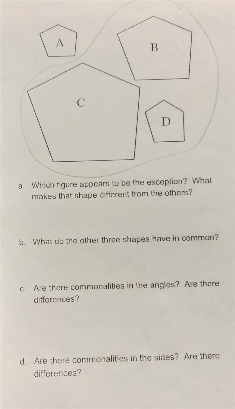 NO LINKS!! The Odd Man Out For each set of figures below, three are similar (meaning-example-1