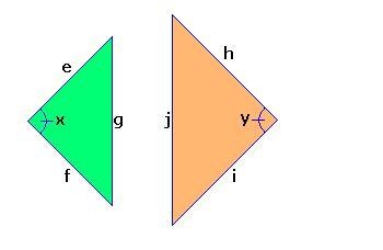 In the triangles below, x y, e = f = 7 inches, and h = i = 8.75 inches.If g = 9.8 inches-example-1