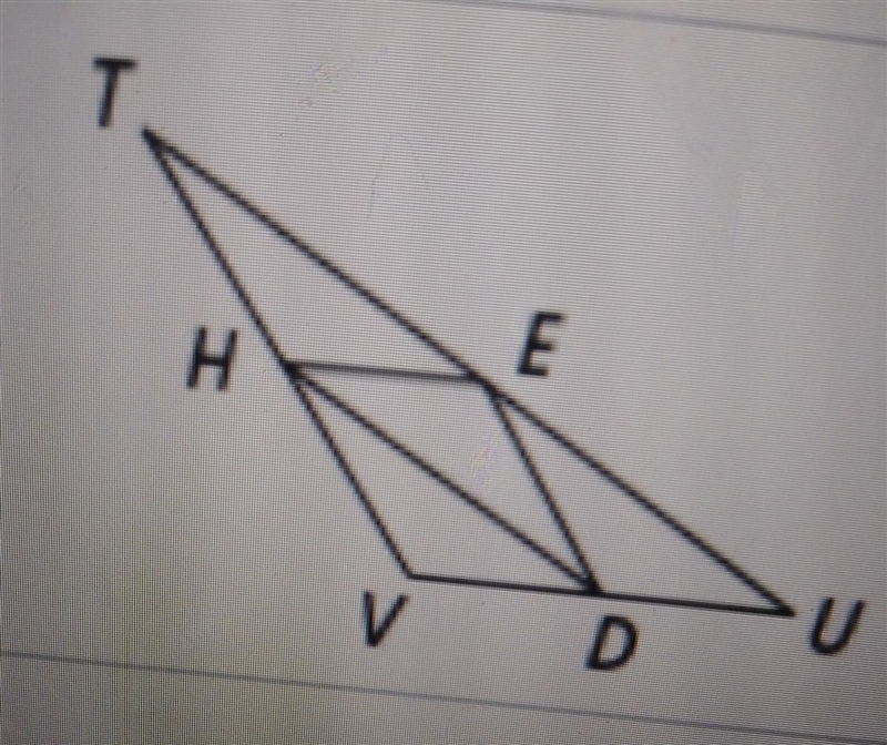 Points E,D, and H are the midpoints of the sides of TUV,UV=72,TV=88, and HD=72,find-example-1