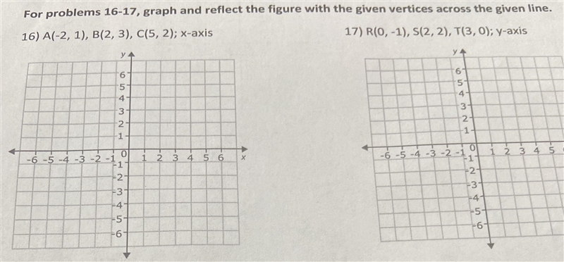 For problems 16-17, graph and reflect the figure with the given vertices across the-example-1