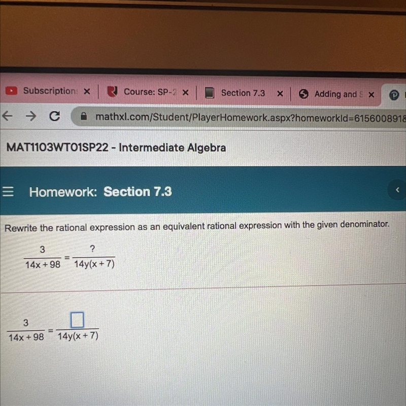 Rewrite the rational expression as an equivalent rational expression with the given-example-1