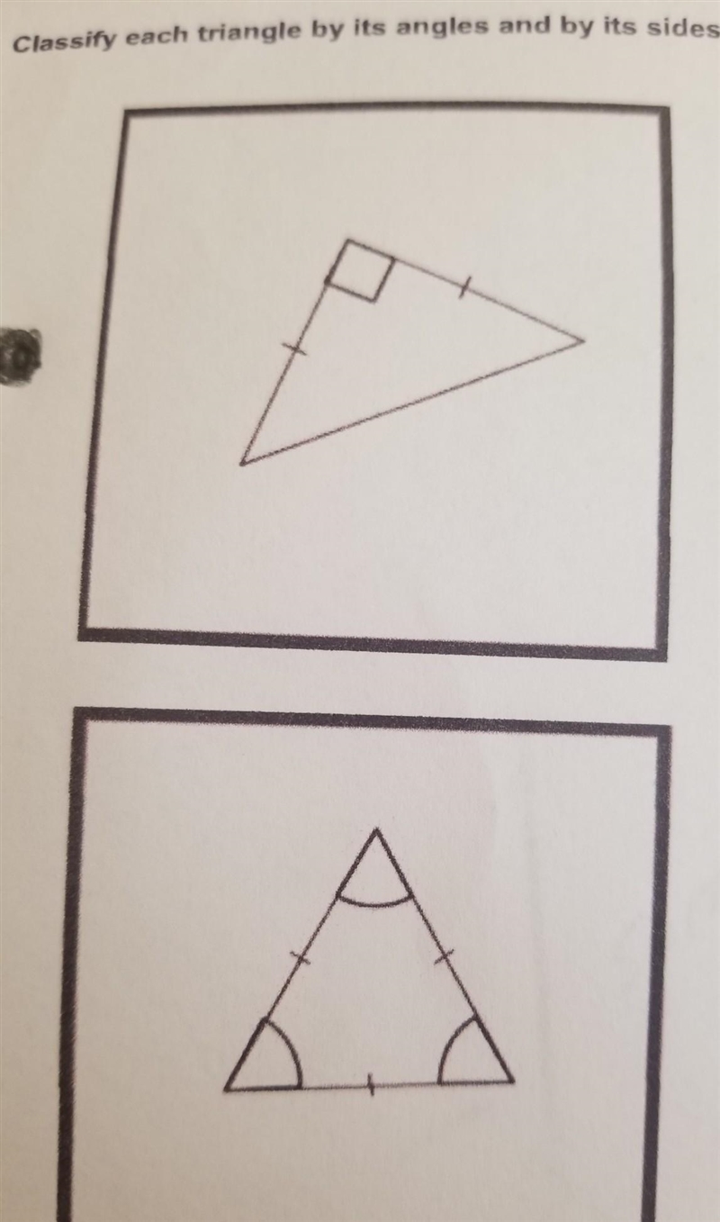 Classify each triangle by its angles and by its sides 11.-example-1