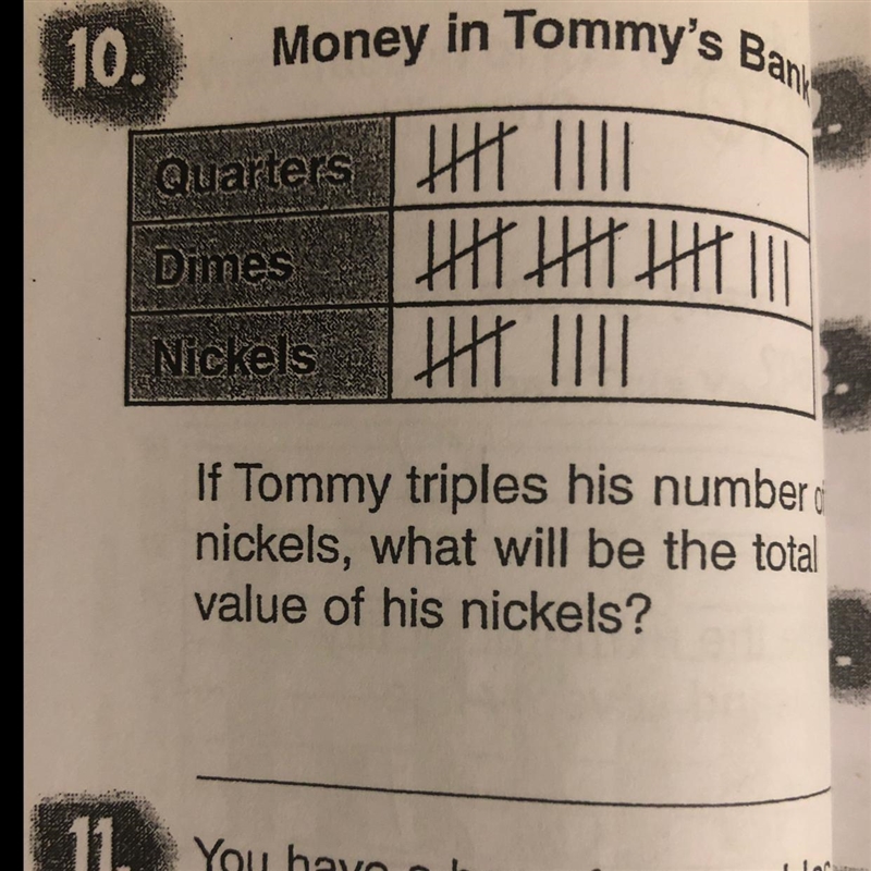 If Tommy triples his number of nickels, what will be the total value of his nickels-example-1