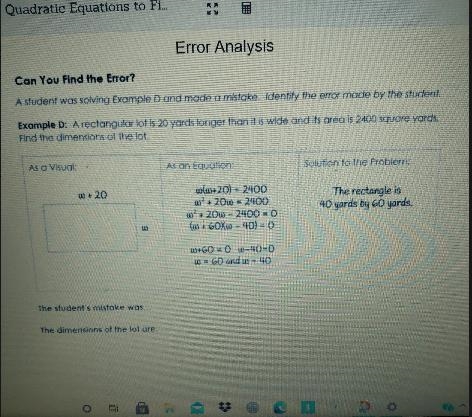 2 Creating Quadratic Equations to Fi... 15 Error Analysis Can You Find the Error? A-example-1