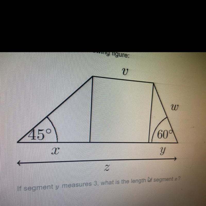 If segment y measures 3 what is the length of segment x?-example-1