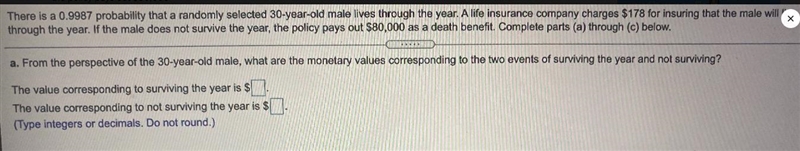 There is a 0.0087 probability that a randomly selected 30-yoar-old malo lives through-example-1