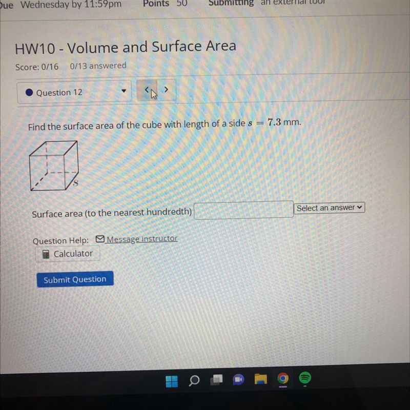 Find the surface of the cube with length of a side-example-1