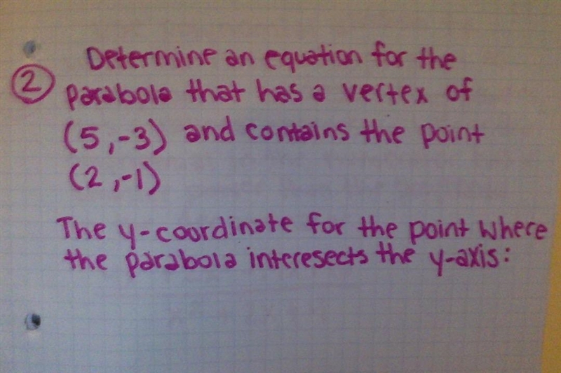 What is the equation for the parabola, and what is the y-coordinate for the point-example-1