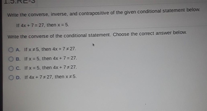 Write the converse, inverse, and contrapositive of the given conditional statement-example-1