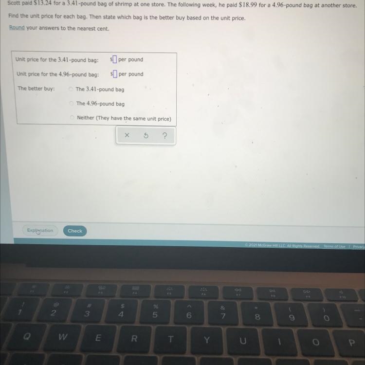 Scott paid $13.24 for a 3.41 pound bag of shrimp at one store. The following week-example-1