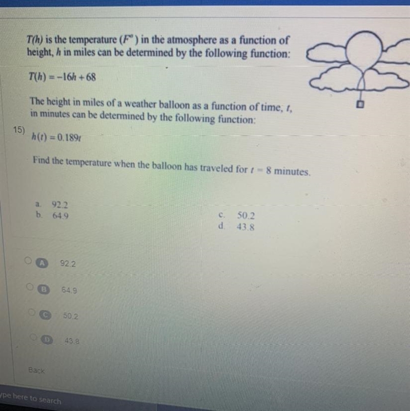 T(h) is the temperature (F) in the atmosphere as a function ofheight, h in miles čan-example-1