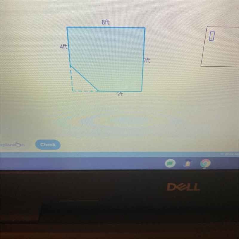 8ftÜ4ft7ft5ftA right angle is removed from a rectangle to create the shaded region-example-1