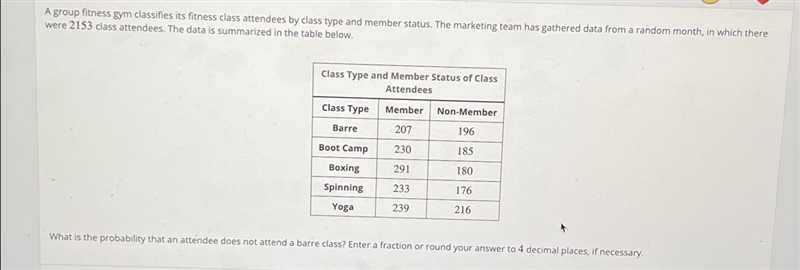 A group fitness gym classifies its fitness class attendees by class type and member-example-1