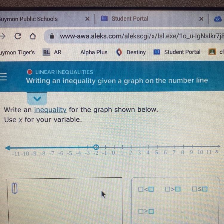 Writing an inequality given a graph on the number line-example-1