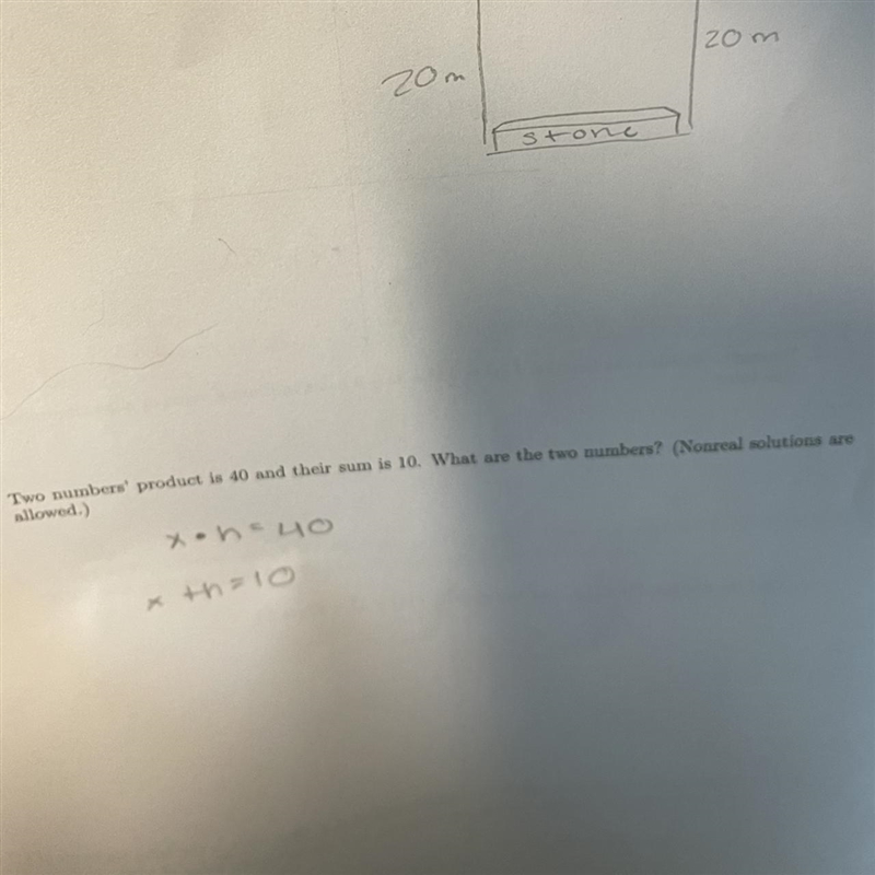 Two numbers product is 40 and their sum is ten what are they-example-1