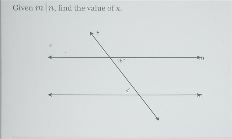 Given m|n, find the value of x. t 76° to-example-1