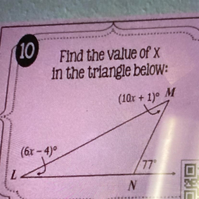 Find the value of x in the triangle below. Please help-example-1