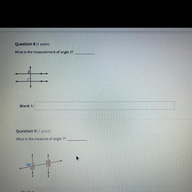 8.)What is the Measurement of angle 2? 9.) What is the measure of angle 7?-example-1