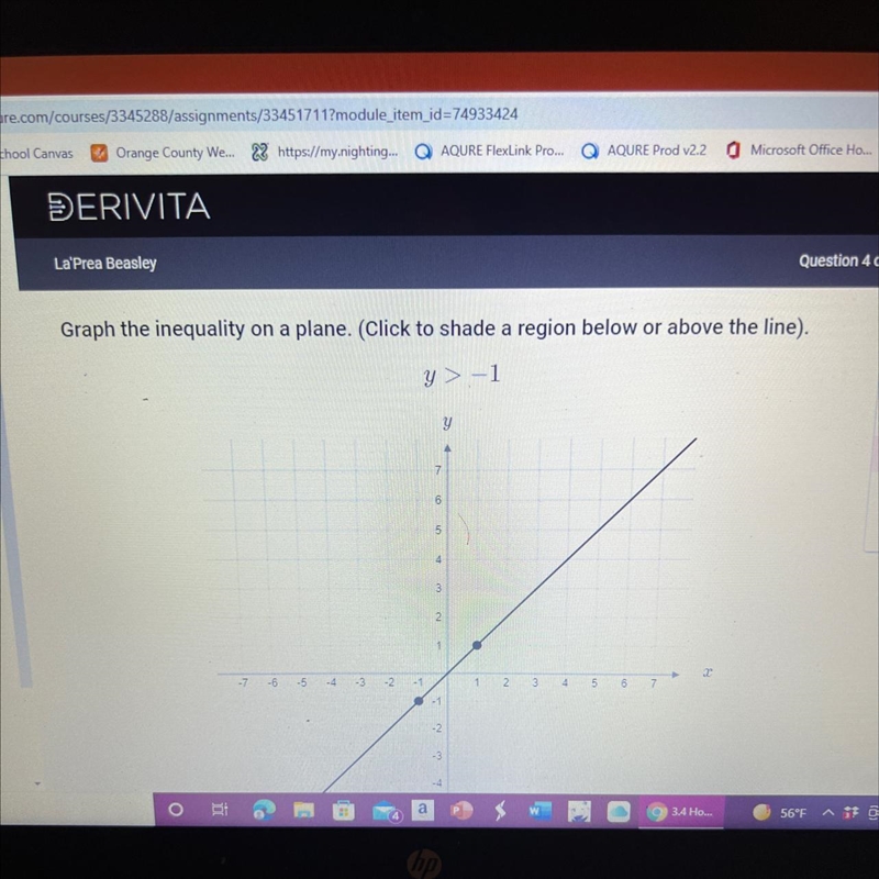 Graph the inequality on a plane. (Click to shade a region below or above the line-example-1