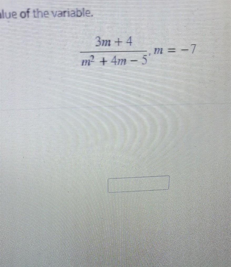 Find the value of the rational expression for the given value of the variable.-example-1