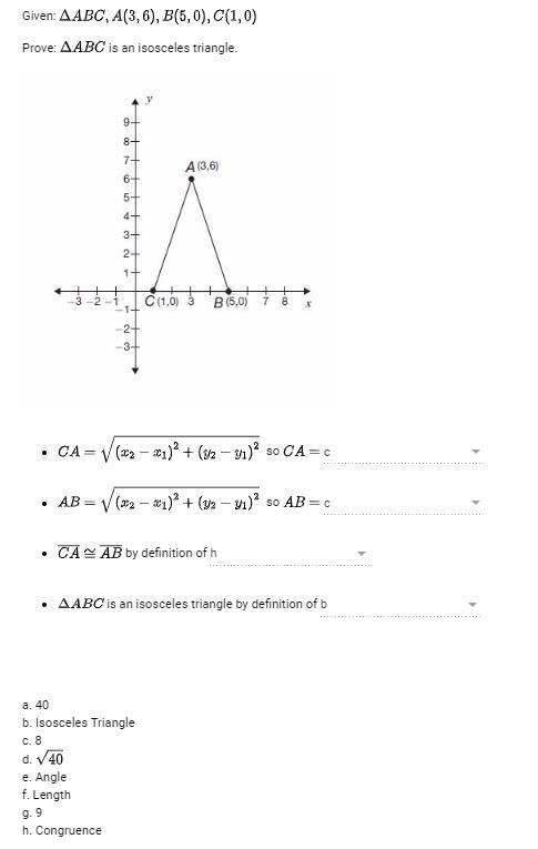 Complete the coordinate proof. Answer choices are on the bottom.-example-1