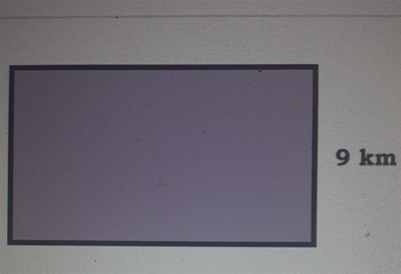 If the area of the rectangle is 90km^2, then what is the value of the missing side-example-1