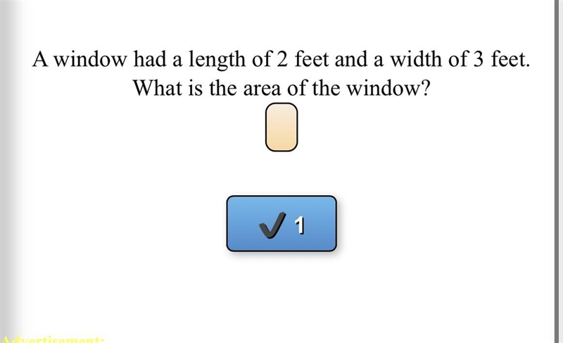 A window had a length of 2ft & width of 3ft. What is the area of the window?-example-1