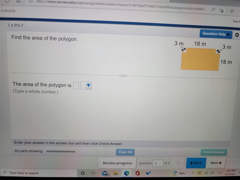 Find the area of the polygon-example-1