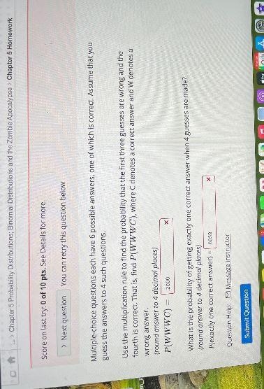 Multiple-choice questions each have 6 possible answers, one of which is correct. Assume-example-1