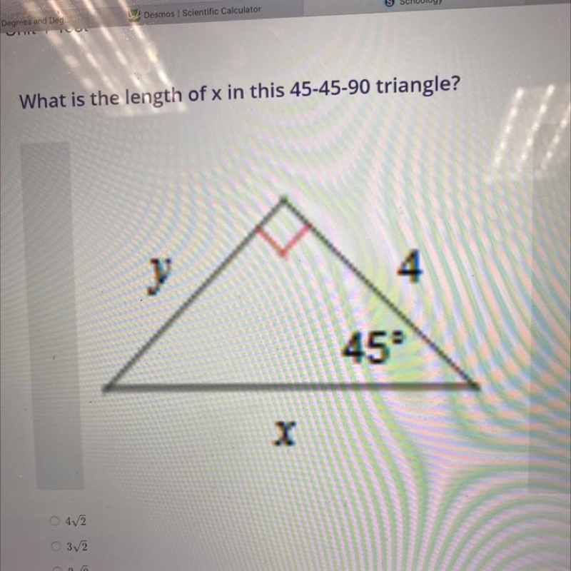 I just need the answer you dont have to deeply explainA. 4 to the square root of 2B-example-1