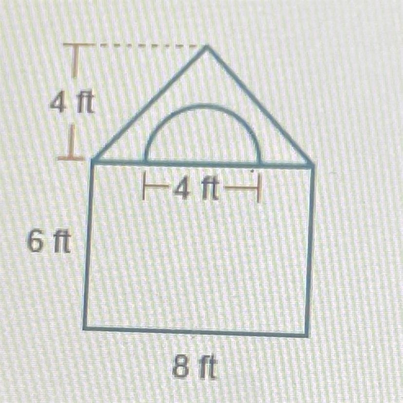 PLEASE HELP!! 4 ft 1 41 6 It 8 ft Find the area of each shape. Use 3.14 for tt.-example-1