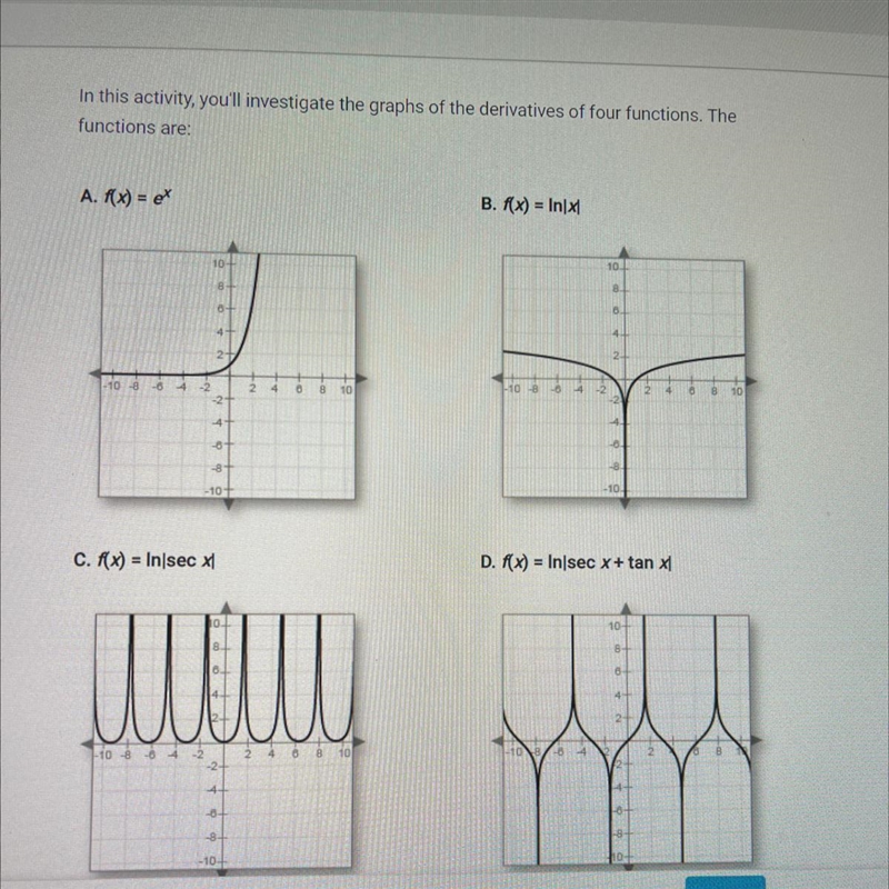 1. Match the graphs of the derivatives to the graphs of their functions. Use what-example-1