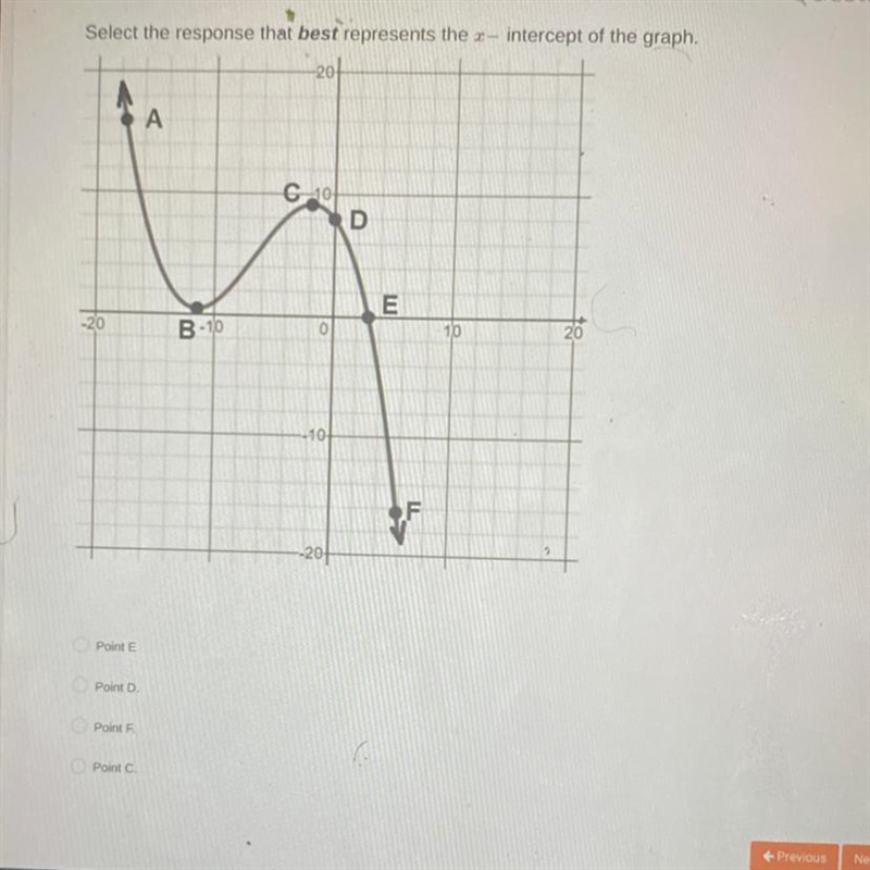 Select the response that best represents the x - intercept-example-1