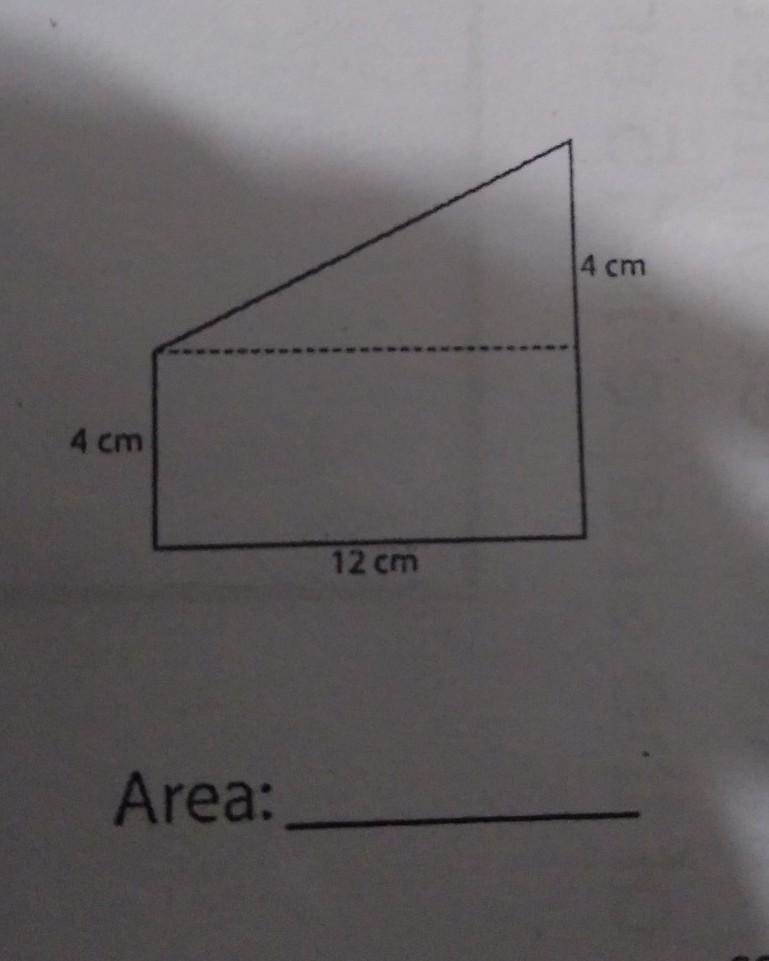 Find the area of the following compound shapes. the dashed lines are perpendicular-example-1