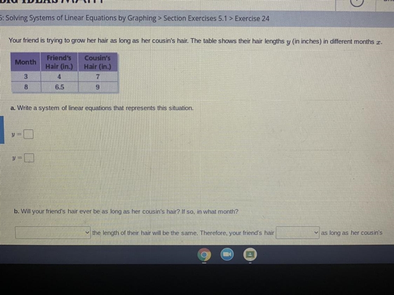 Please help me to write a system of linear equations that represents the situation-example-1