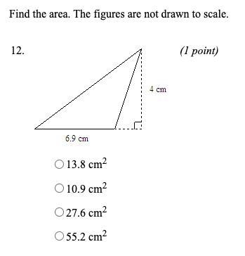 Find the area. The figures are not drawn to scale.A. 13.8 cmB. 10.9 cmC. 27.6 cmD-example-1