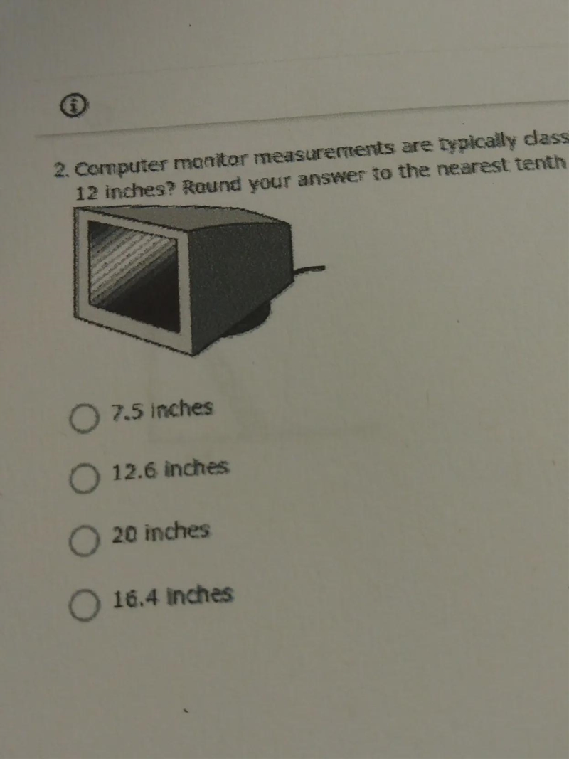 computer monitor measurements are typically classified by the diagonal length of the-example-1