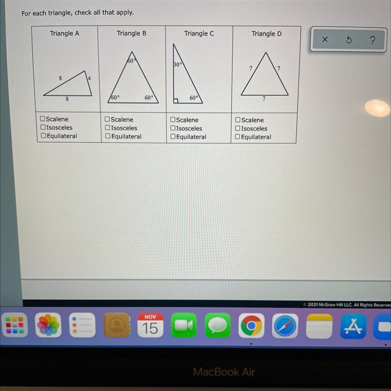 May I please get help with figuring out each triangle-example-1