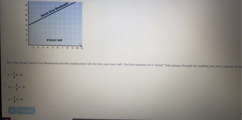 Find the equation of a “street”that passes through the building site and is parallel-example-1