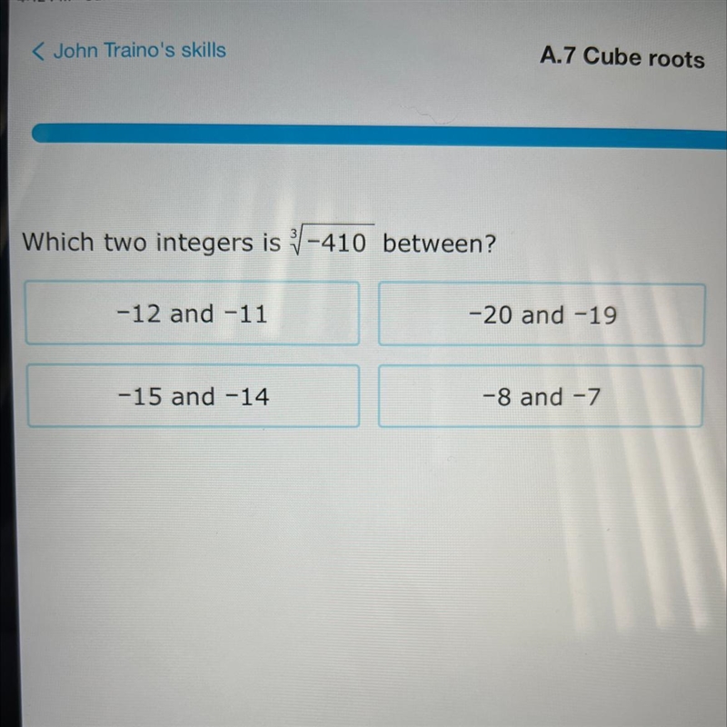 Which two integers is -410 between?-example-1