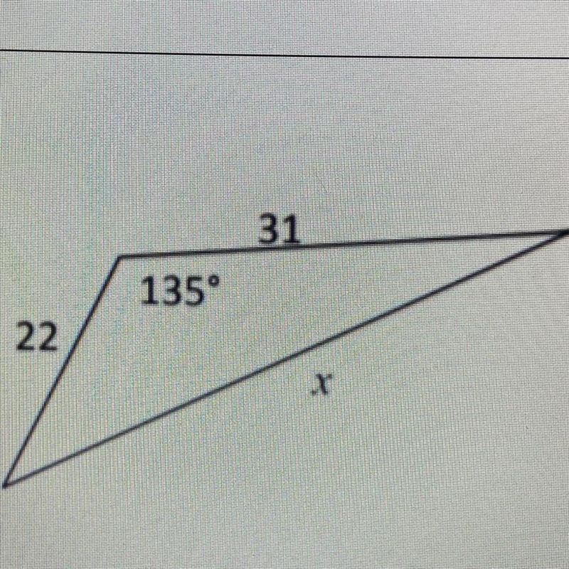 Use the law of cosines to find the measure of the indicated side round to the nearest-example-1