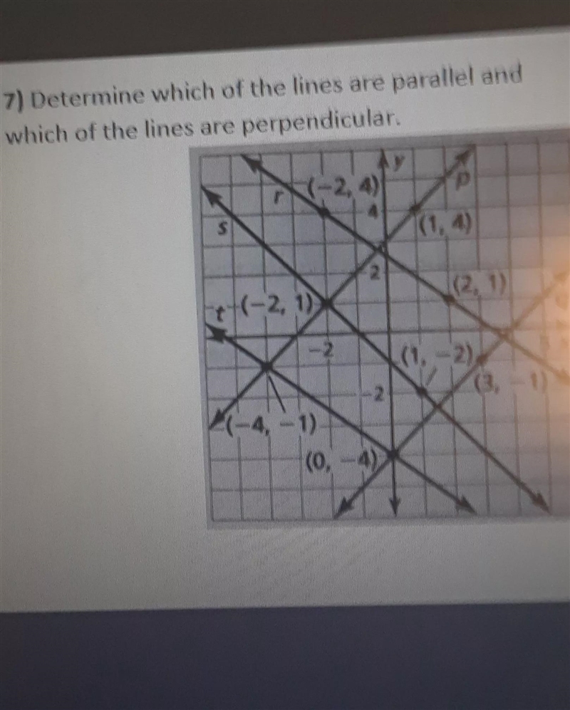 7. determine which of the lines are parallel and which of the lines are perpendicular-example-1