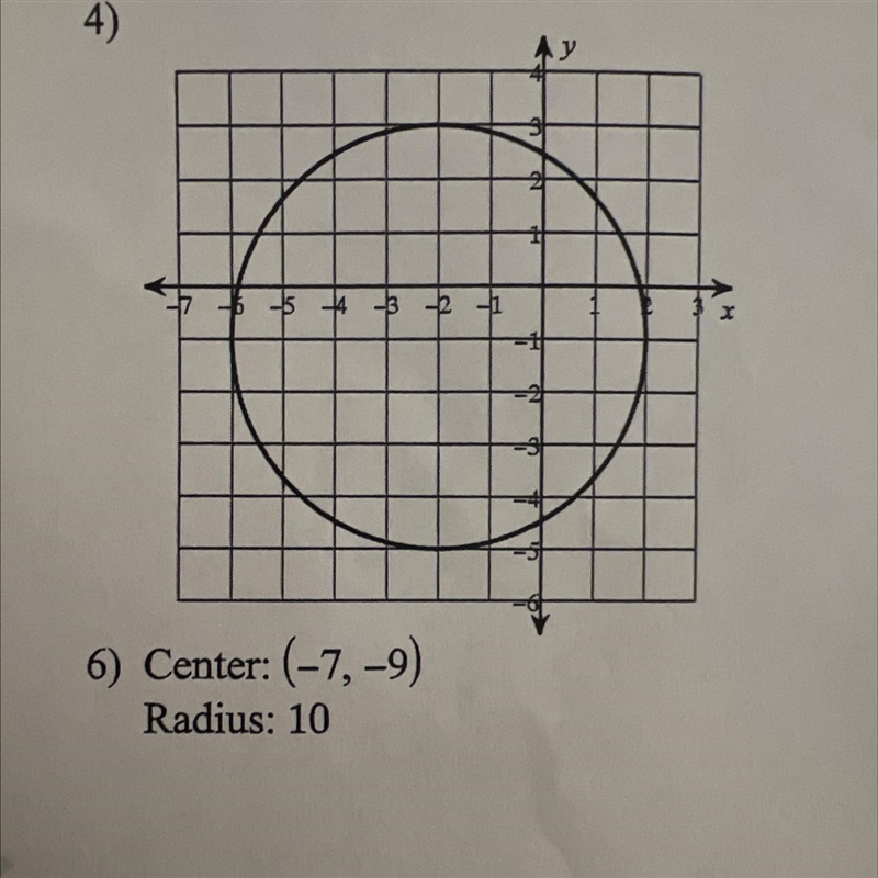 I need help with the work 4. Find the equation of the circle-example-1