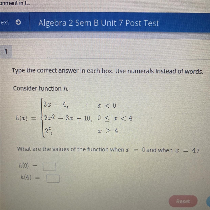 What are the values of the function when x=0 and when x=4?-example-1