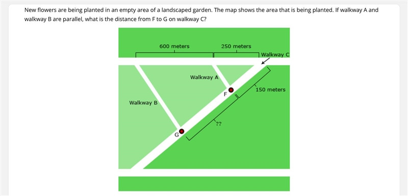 Need help with this one step by step please? A. 500 meters B. 360 meters C. 63 meters-example-1